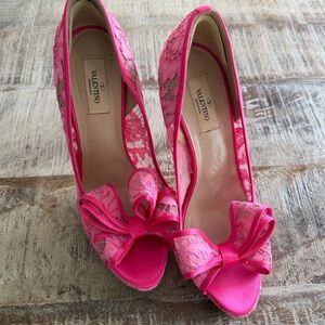 Valentino Pink Lace Bow Heel Size 10